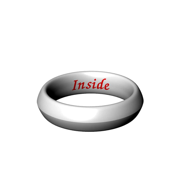 A render of a ring showing where a ring can be engraved on the inside.